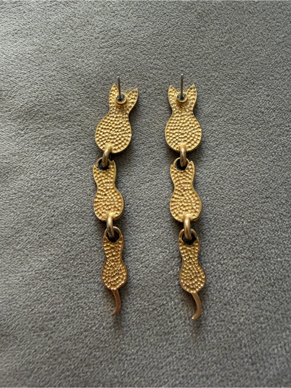 Gold-tone Cat Dangle Earrings - Picture 2 of 3